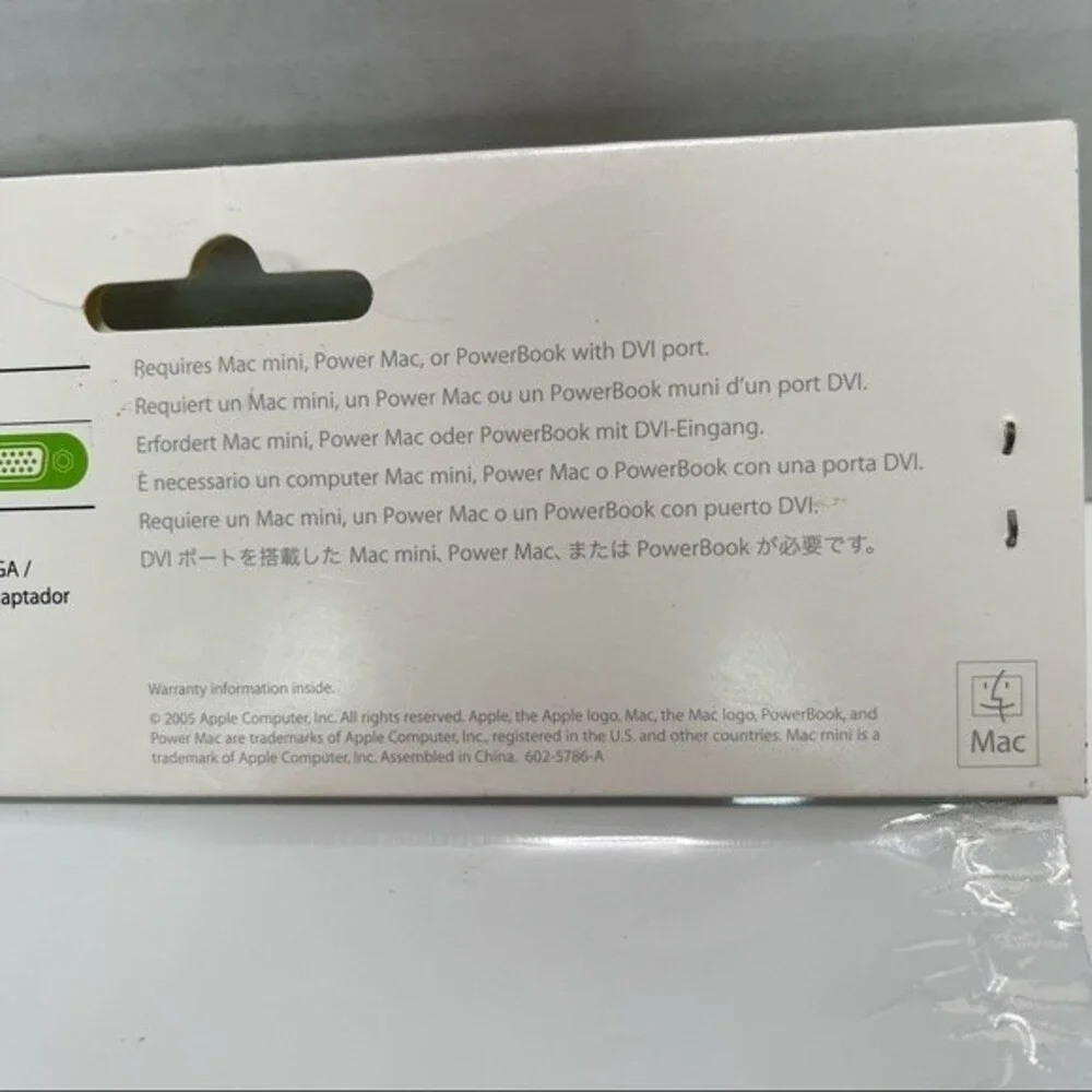 Apple DVI to VGA Display Adapter Cable M8754G/A Genuine New in Package White